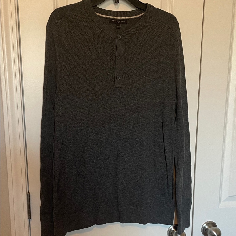 Banana Republic Charcoal Long Sleeve Henley sweater